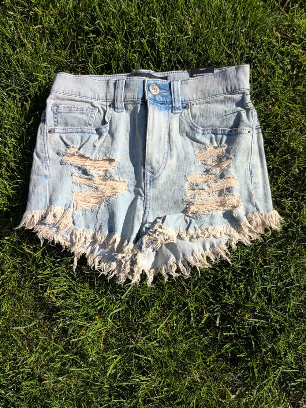 EXPRESS Light Blue Distressed Denim Shorts